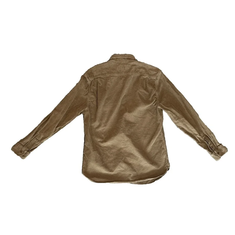 J.Crew Classic Corduroy Shirt Men's Medium Tan Button-Up Long Sleeve 100% Cotton